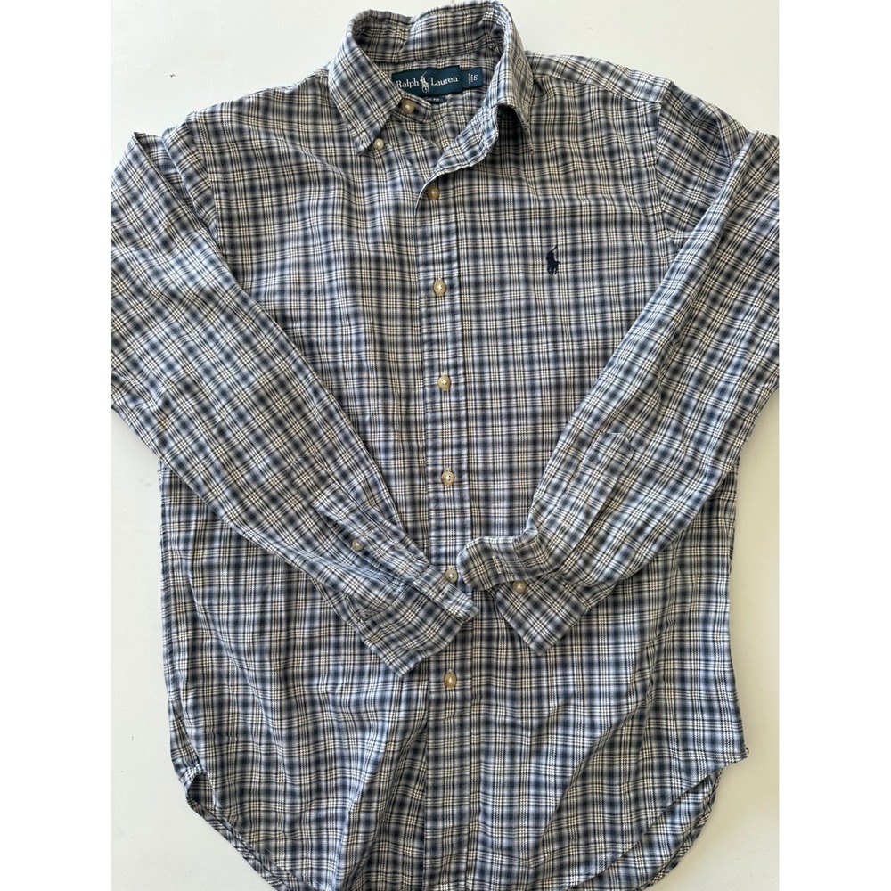 Polo Ralph Lauren Mens Classic Fit Plaid Button Down Shirt Blue White Size S
